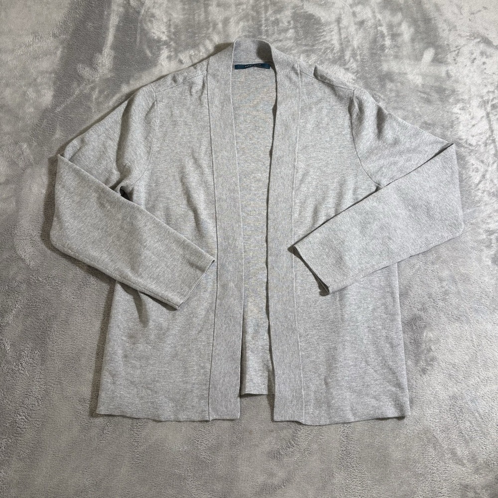 Perry Ellis Medium Shawl Collar Open Cardigan Heather Gray Casual